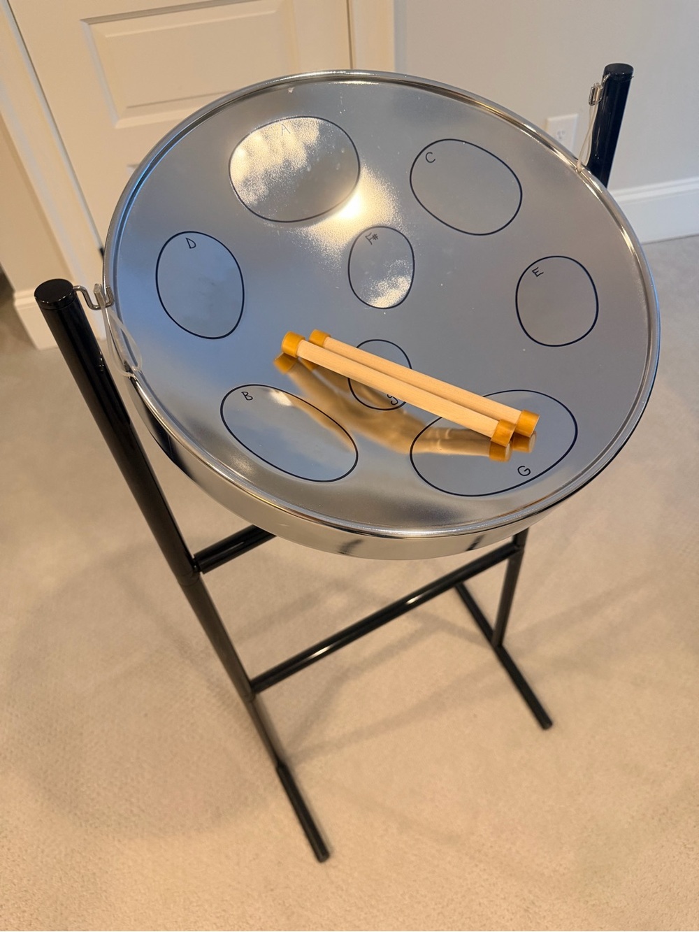 Panyard Jumbie Jam 15” Steel Drum Silver with Floor Stand & 2 Mallets